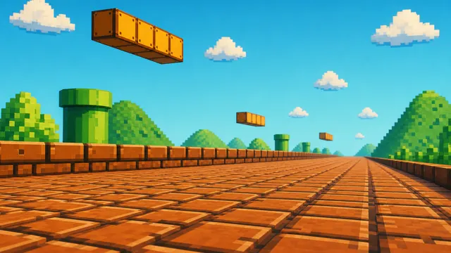 Crazy Frog AI video generator background: Pixel game world